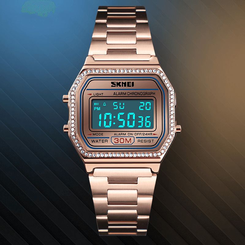 Skmei 1474 Casual Damklocka 3Atm Waterproof El Light Week Display Mode Digital Watch