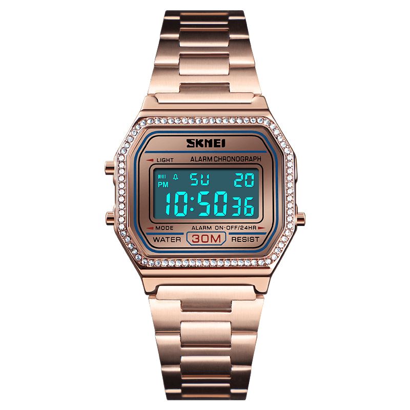 Skmei 1474 Casual Damklocka 3Atm Waterproof El Light Week Display Mode Digital Watch