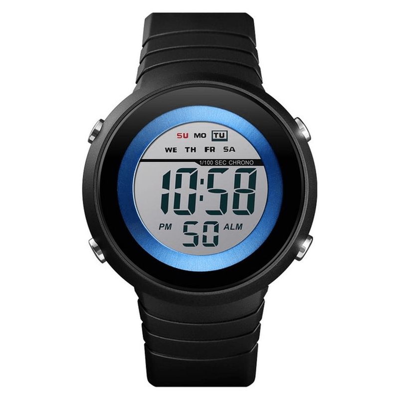 Skmei 1497 Enkel Design Bakgrundsbelysning Led 50M Vattentät Chronograph Week Digital Watch Herrklocka