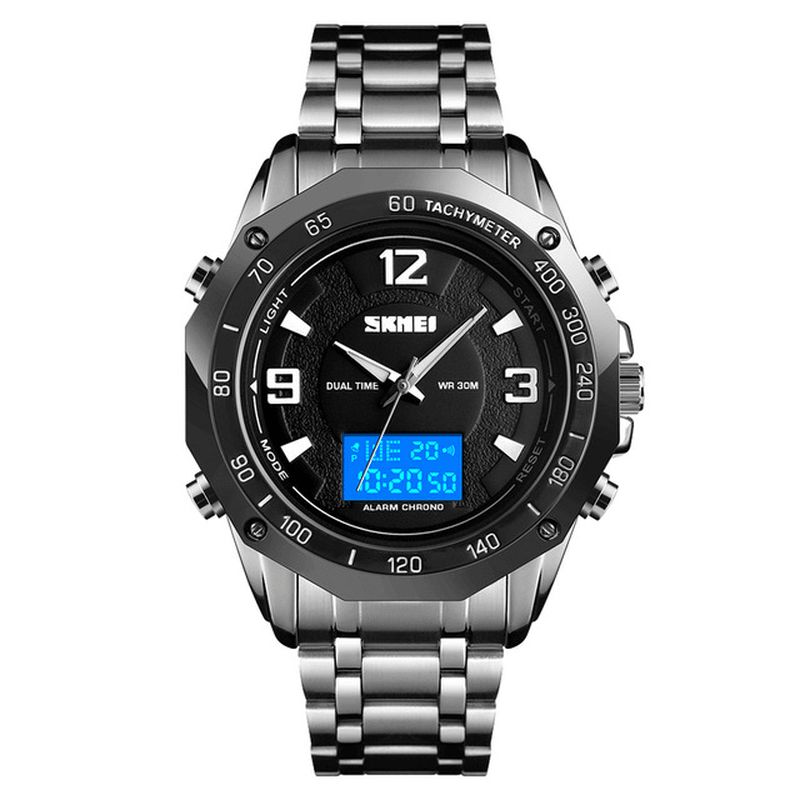 Skmei 1504 Multifunctional Luminous El Light Calendar 3Atm Business Herrklocka Dual Display Digital Watch