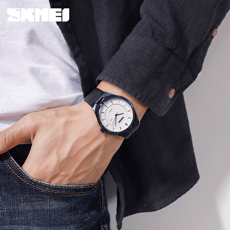 Skmei 1575 Ultra Thin Casual Style Herr Armbandsur Datum Display Vattentät Kvartsur