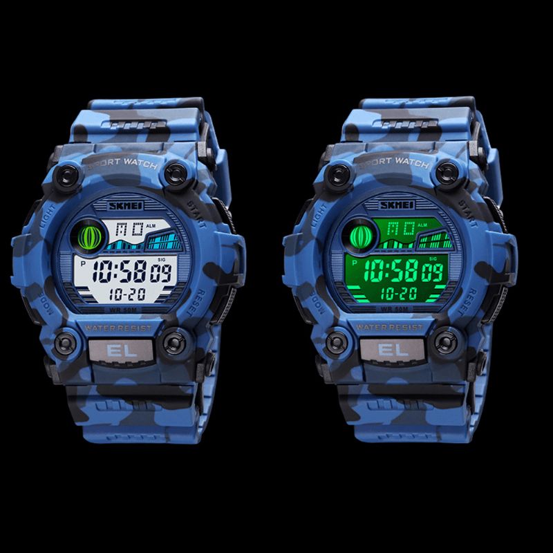 Skmei 1633 Chronograph Sport Herrarmbandsur Lysande Display Vattentät Led Digital Watch