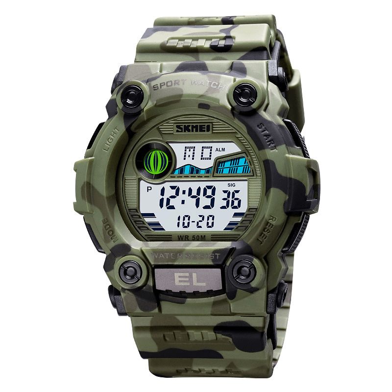 Skmei 1633 Chronograph Sport Herrarmbandsur Lysande Display Vattentät Led Digital Watch