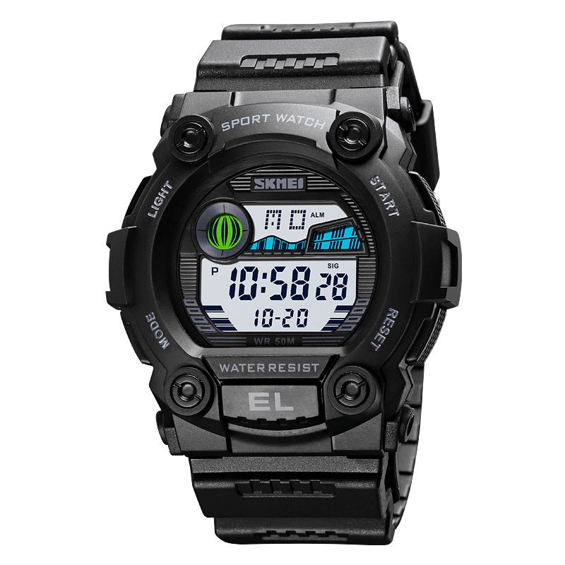 Skmei 1633 Chronograph Sport Herrarmbandsur Lysande Display Vattentät Led Digital Watch