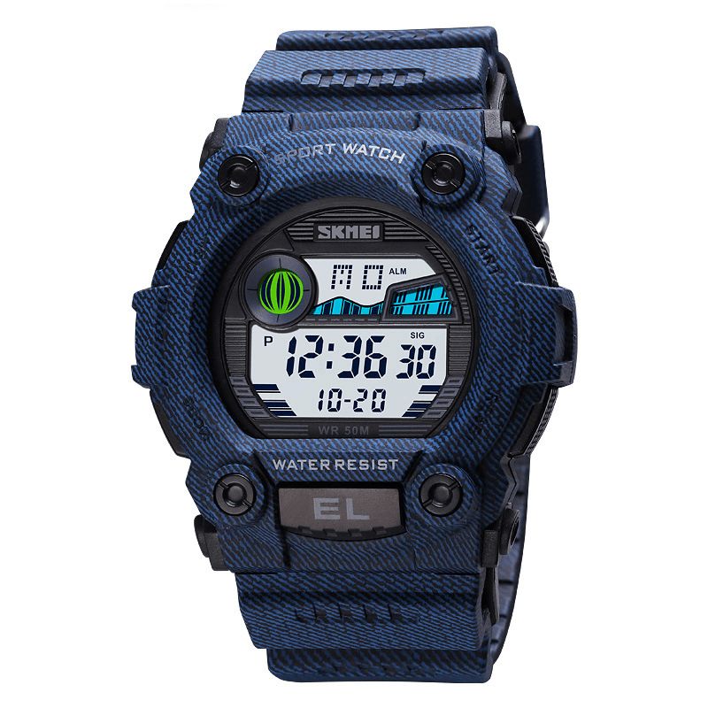 Skmei 1633 Sport Herrklocka Luminous Date Week Display Stoppur 5Atm Vattentät Outdoor Digital Watch