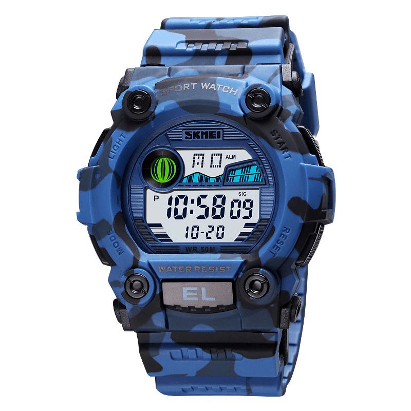 Skmei 1633 Sport Herrklocka Luminous Date Week Display Stoppur 5Atm Vattentät Outdoor Digital Watch