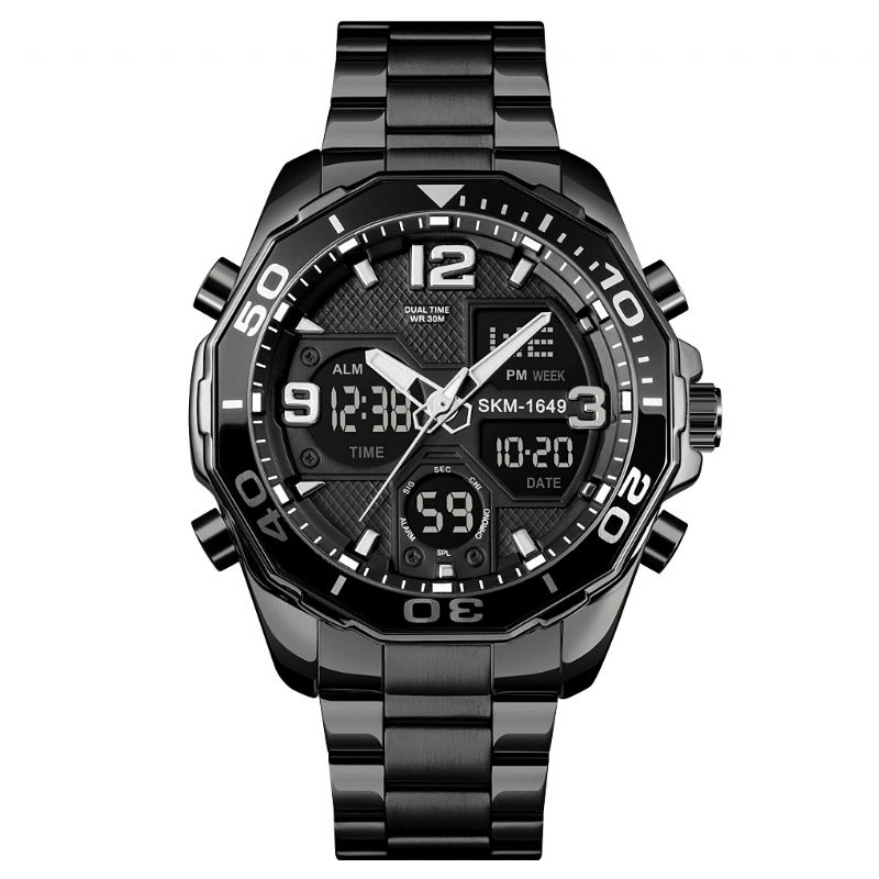 Skmei 1649 Herr Business Style Sport Full Metal Lysande Dual Display Digital Watch