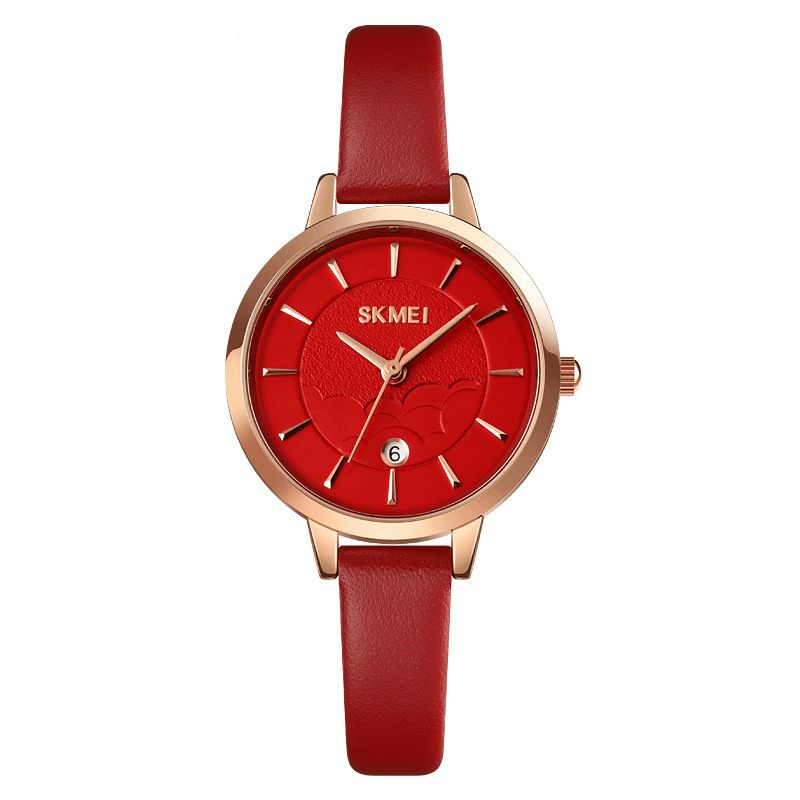 Skmei 1705 Simple Dam Watch Creative Dial Date Display Läderrem Mode Lady Kvartsur