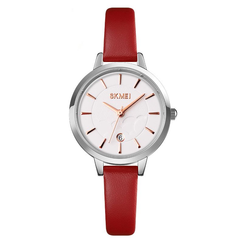 Skmei 1705 Simple Dam Watch Creative Dial Date Display Läderrem Mode Lady Kvartsur