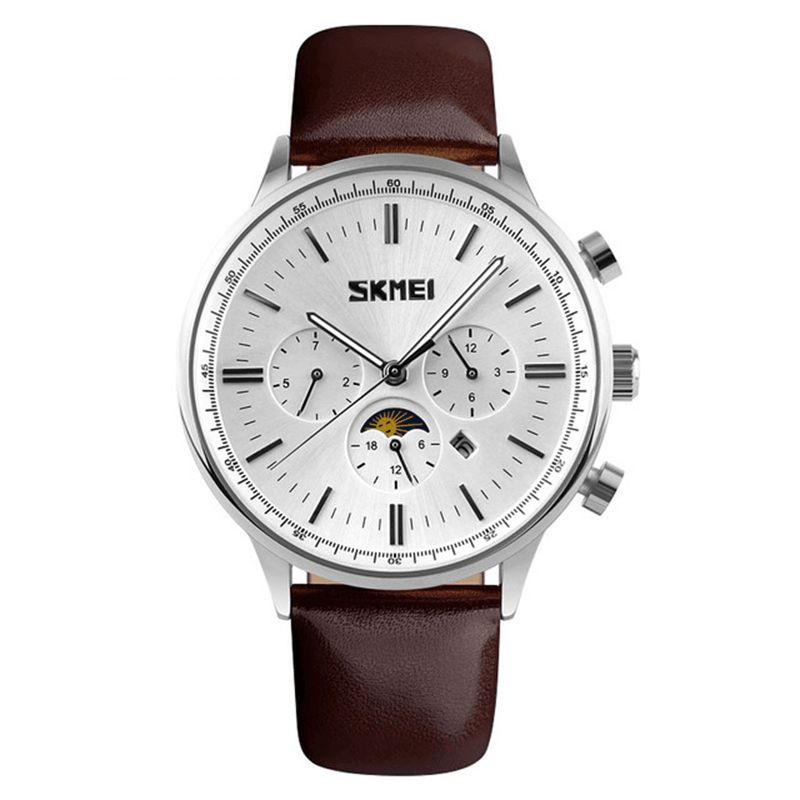 Skmei 9117 Business Style Vattentät Herr Armbandsur Läderrem Quartz Klockor