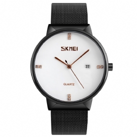 Skmei 9164 Ultra Thin Rostfritt Stål Mesh Band Herr Kvartsur