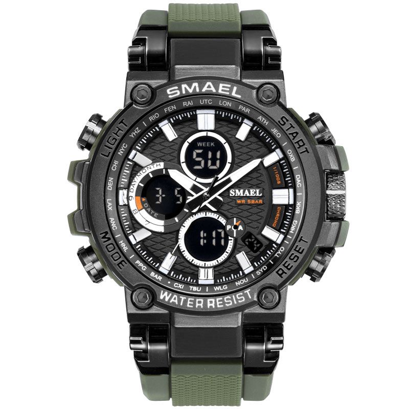 Smael 1803 Metallfodral Luminous Needle 5Atm Vattentät Sport Dual Display Digital Watch