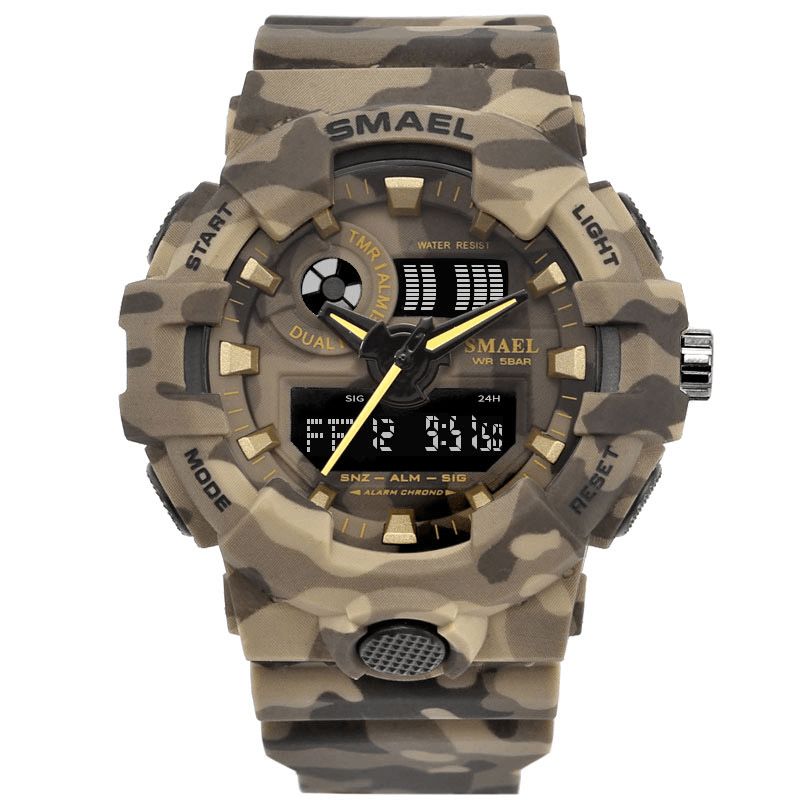 Smael 8001 Digital Watch Camouflage Militray Dual Display Herr Sport Outdoor Armbandsur