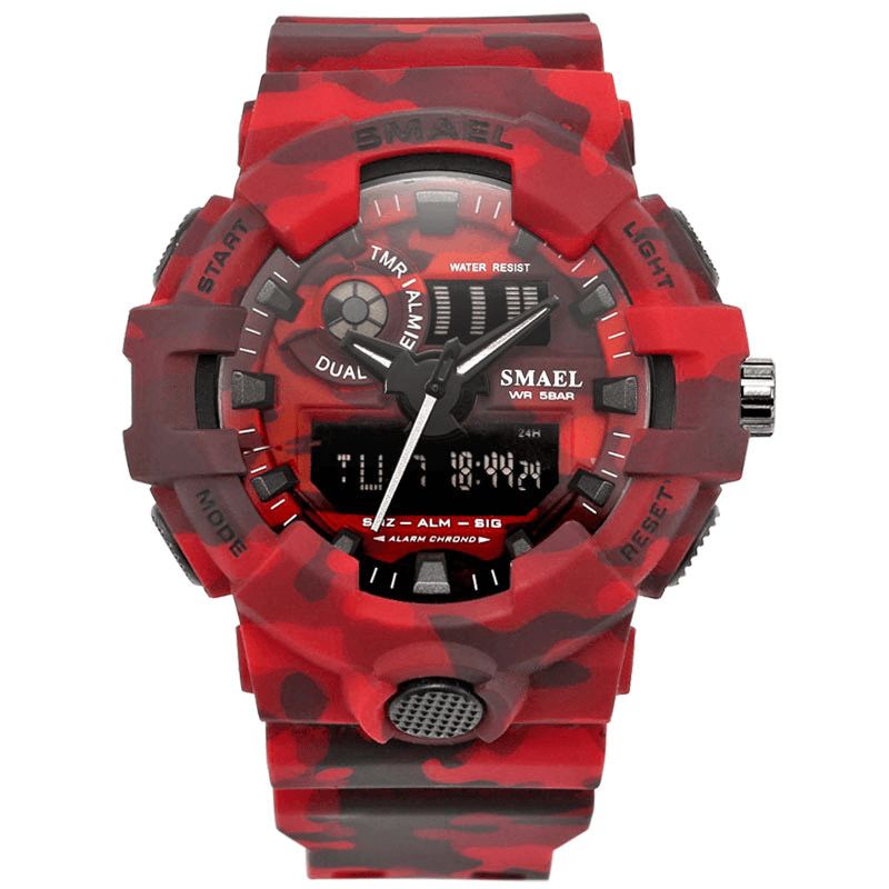 Smael 8001 Digital Watch Camouflage Militray Dual Display Herr Sport Outdoor Armbandsur