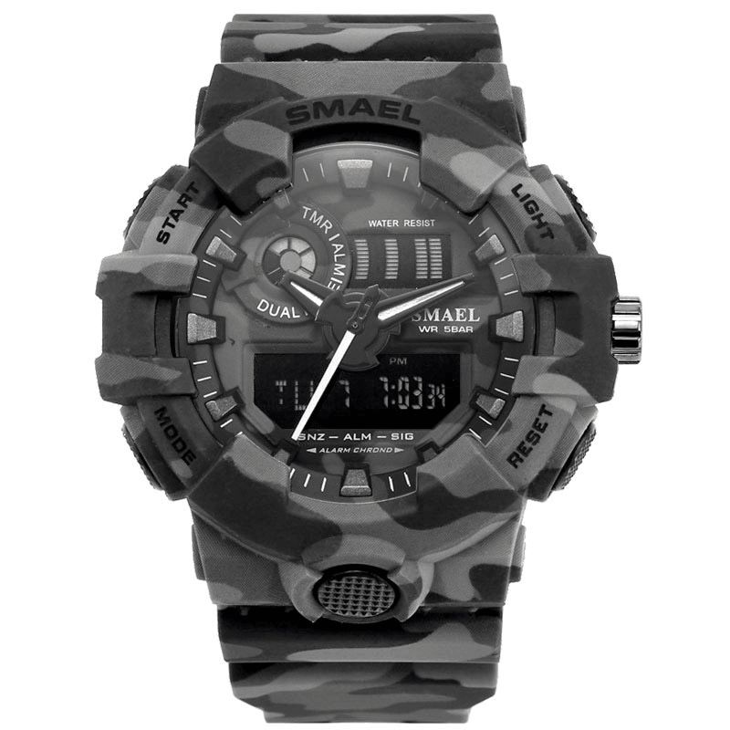 Smael 8001 Digital Watch Camouflage Militray Dual Display Herr Sport Outdoor Armbandsur