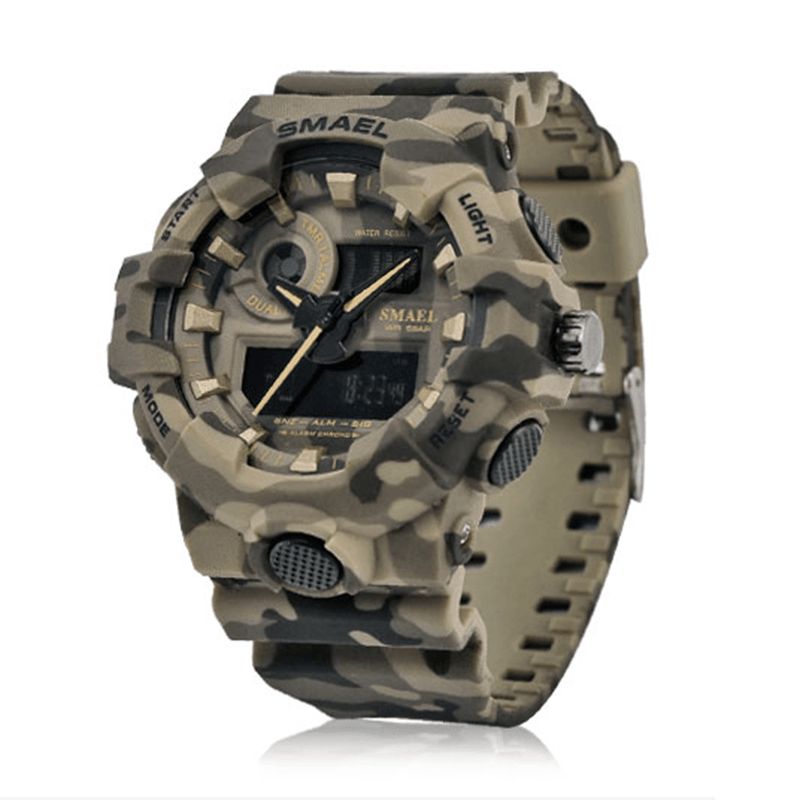 Smael 8001 Digital Watch Camouflage Militray Dual Display Herr Sport Outdoor Armbandsur