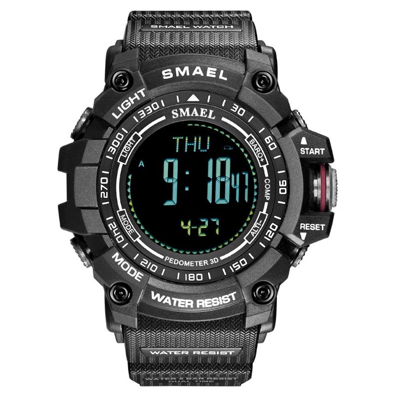 Smael 8020 Sport Herrklocka Luminous Date Week Display Kompass Väckarklocka Digital Watch Outdoor