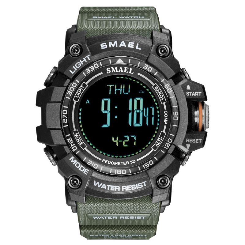 Smael 8020 Sport Herrklocka Luminous Date Week Display Kompass Väckarklocka Digital Watch Outdoor