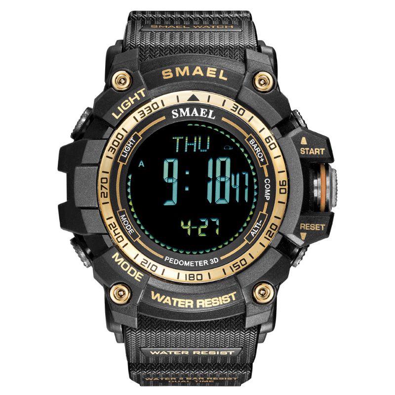 Smael 8020 Sport Herrklocka Luminous Date Week Display Kompass Väckarklocka Digital Watch Outdoor