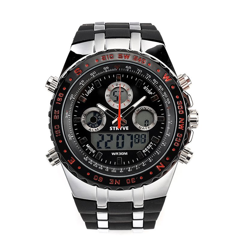 Stryve S8002 Dual Display Digital Watch Luminous Chronograph Stoppur Kalender Alarm Utomhusklocka