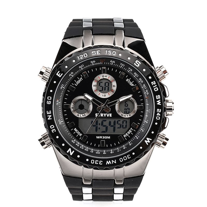 Stryve S8002 Dual Display Digital Watch Luminous Chronograph Stoppur Kalender Alarm Utomhusklocka