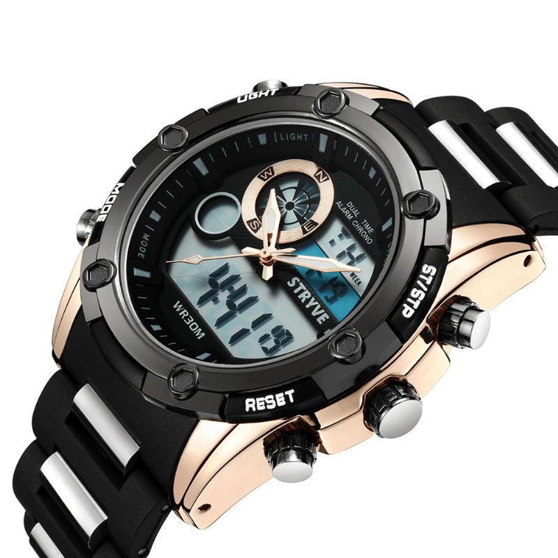 Stryve S8006 Dual Display Digital Watch Kronograf Alarm Stoppur Luminous Display Sport Watch