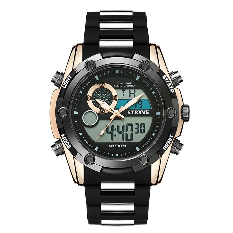 Stryve S8006 Dual Display Digital Watch Kronograf Alarm Stoppur Luminous Display Sport Watch