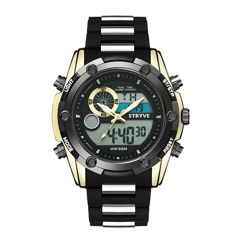 Stryve S8006 Dual Display Digital Watch Kronograf Alarm Stoppur Luminous Display Sport Watch