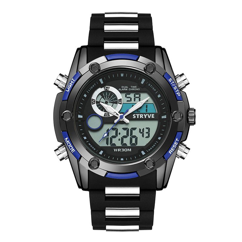 Stryve S8006 Dual Display Digital Watch Kronograf Alarm Stoppur Luminous Display Sport Watch