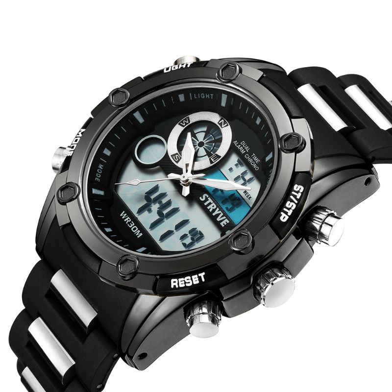 Stryve S8006 Dual Display Digital Watch Kronograf Alarm Stoppur Luminous Display Sport Watch