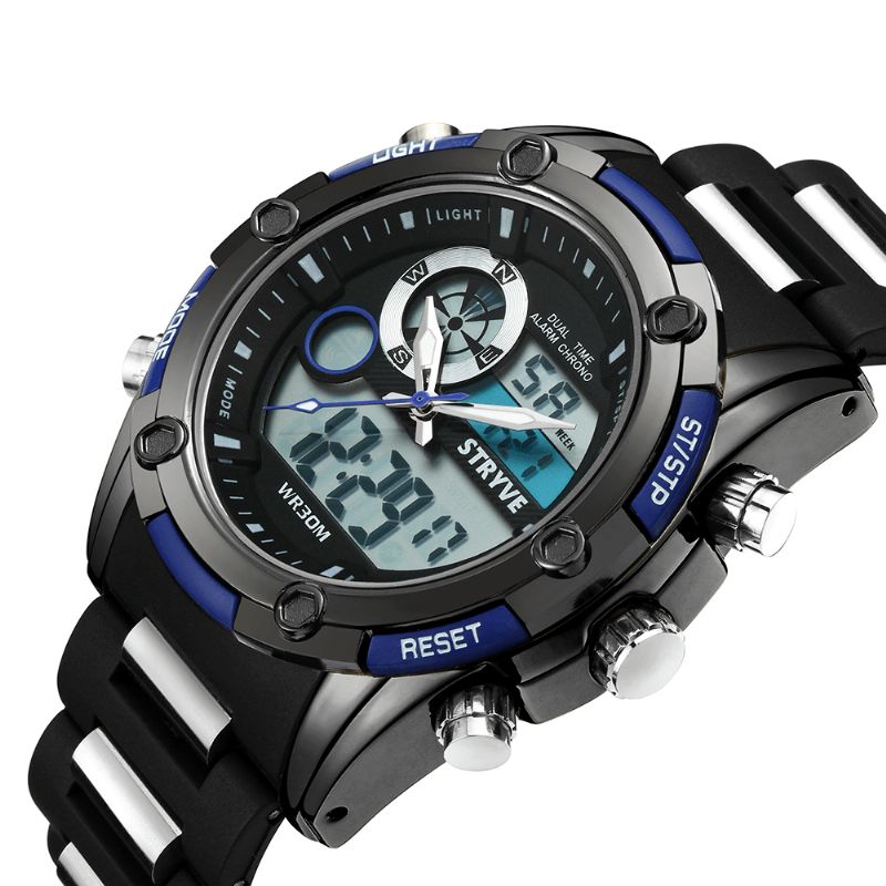 Stryve S8006 Dual Display Digital Watch Kronograf Alarm Stoppur Luminous Display Sport Watch