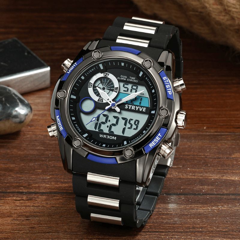 Stryve S8006 Dual Display Digital Watch Kronograf Alarm Stoppur Luminous Display Sport Watch