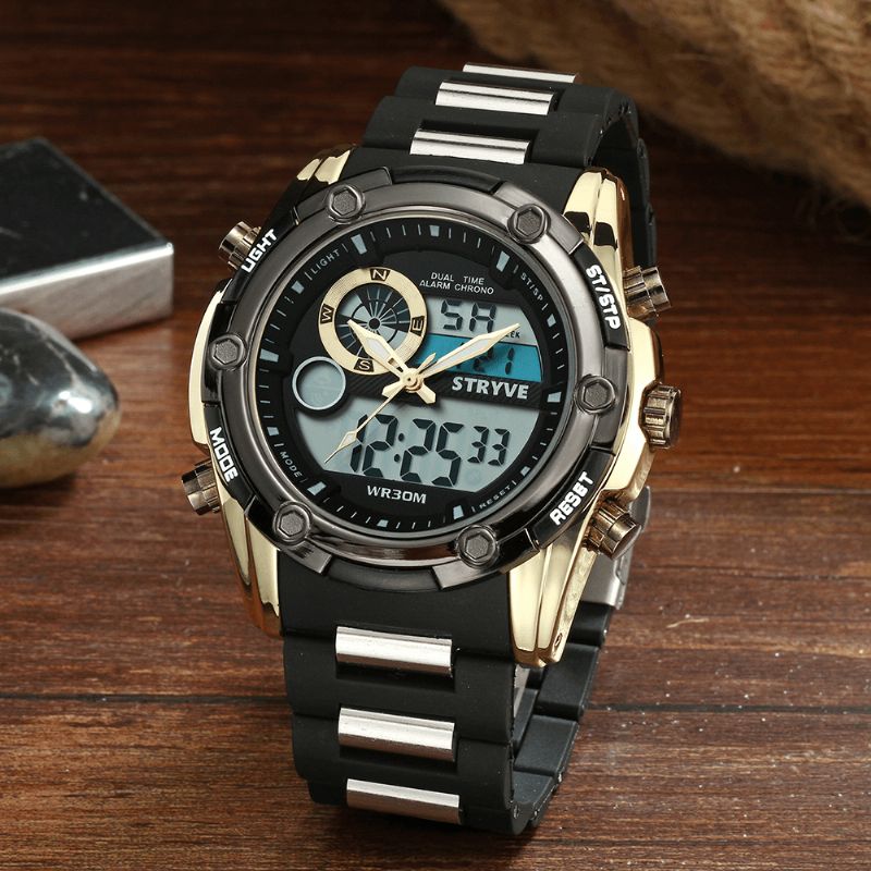 Stryve S8006 Dual Display Digital Watch Kronograf Alarm Stoppur Luminous Display Sport Watch