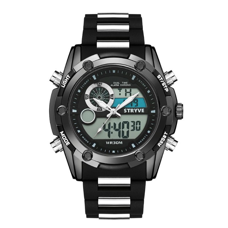 Stryve S8006 Dual Display Digital Watch Kronograf Alarm Stoppur Luminous Display Sport Watch