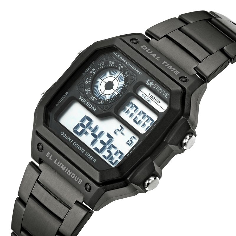 Stryve S8007 Lysande Display Larm Datum Vecka Display Nedräkning Män Sport Digital Watch