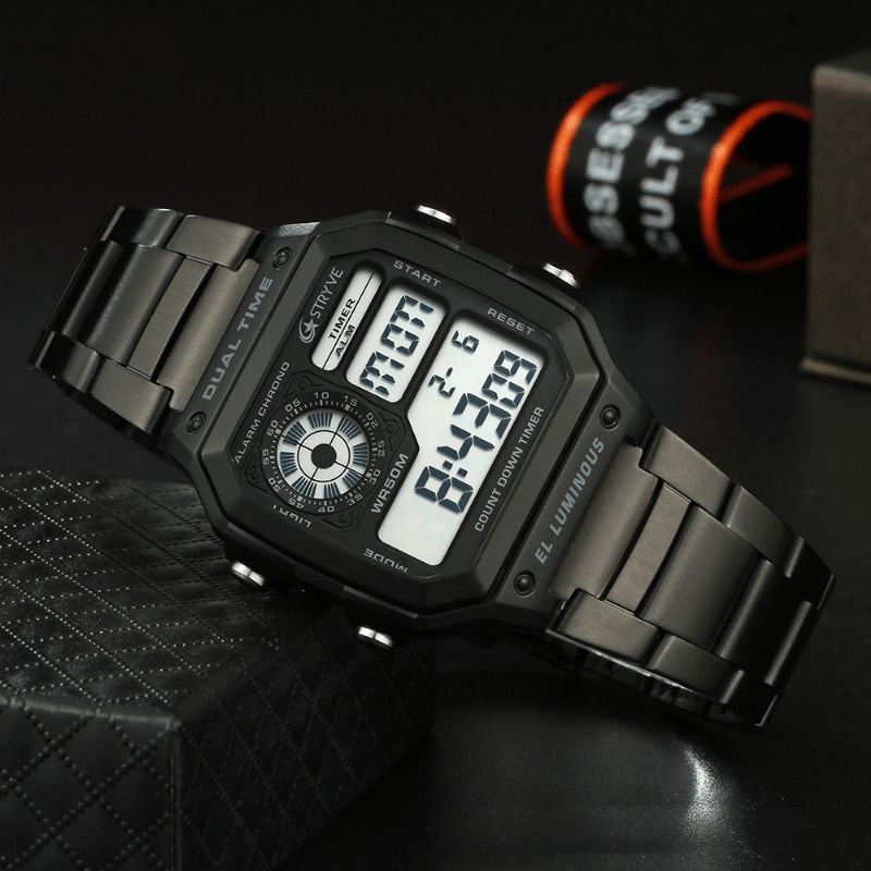 Stryve S8007 Lysande Display Larm Datum Vecka Display Nedräkning Män Sport Digital Watch