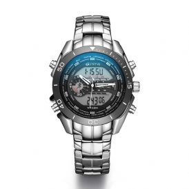 Stryve S8019 Män Luminoud Display Väckarklocka Kronograf Sport Stålrem Dual Display Digital Watch