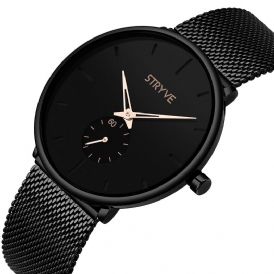 Stryve S9501 Fshion Herr Simple Dial Full Mesh Stålrem Oberoende Second Dial Kvartsur