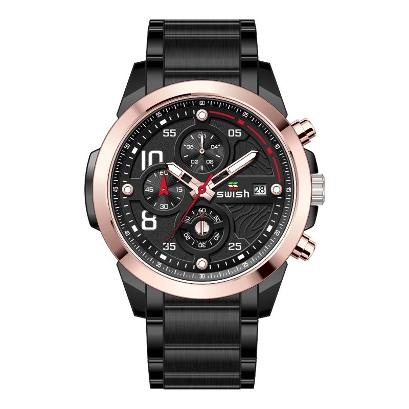 Swish 0108 Business 3Atm Vattentät Självlysande Datumvisning Chronograph Herr Kvartsur