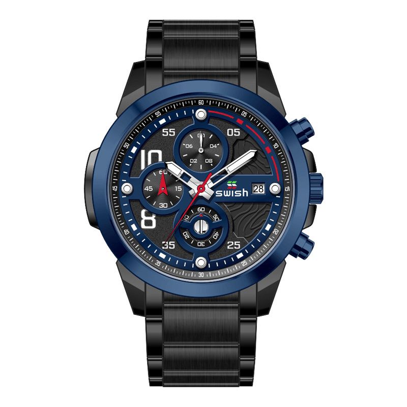 Swish 0108 Business 3Atm Vattentät Självlysande Datumvisning Chronograph Herr Kvartsur