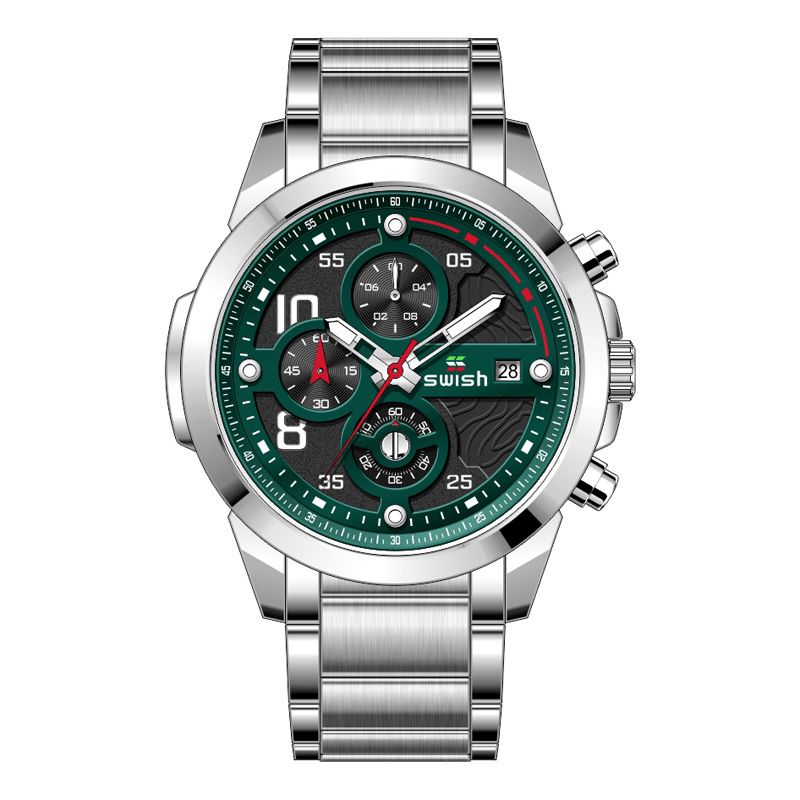 Swish 0108 Business 3Atm Vattentät Självlysande Datumvisning Chronograph Herr Kvartsur