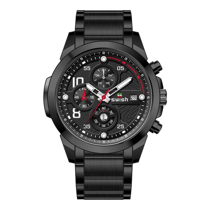 Swish 0108 Business 3Atm Vattentät Självlysande Datumvisning Chronograph Herr Kvartsur