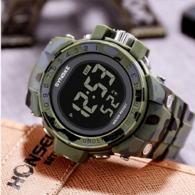 Synoke 9030 Mode Herrklocka Vattentät Week Display Alarm El Light Camouflage Digital Watch