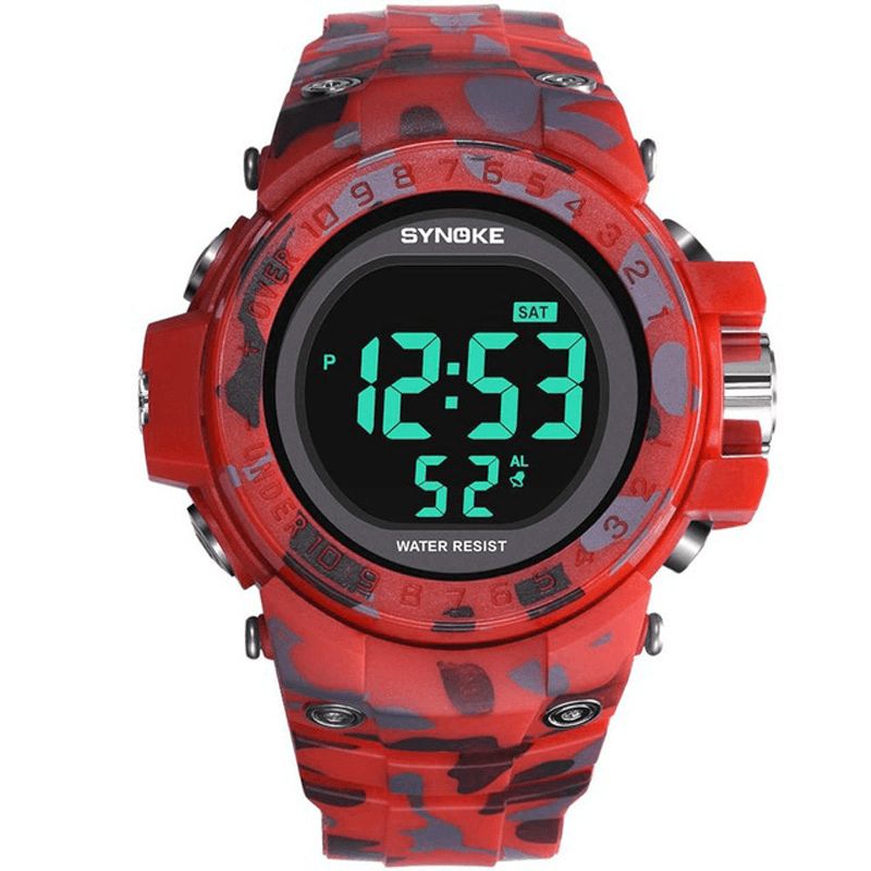 Synoke 9030 Mode Herrklocka Vattentät Week Display Alarm El Light Camouflage Digital Watch