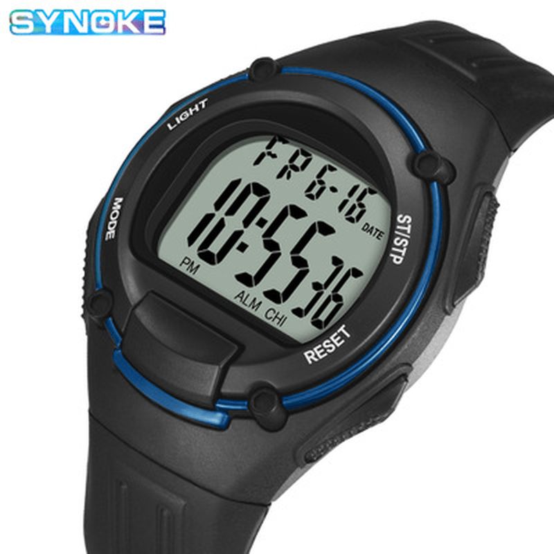 Synoke 9031 Mode Herrklocka Luminous Week Display 12 24 Hour Chronograph Waterproof Digital Watch