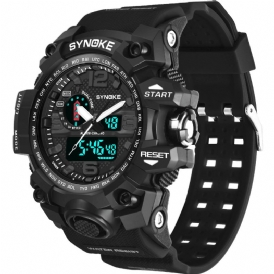 Synoke 9401 Sport Herr Digital Watch 5Atm Vattentät Dual Time Luminous Display Dual Display Watch