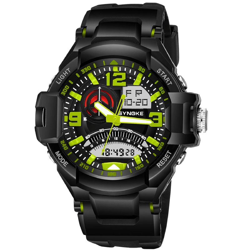 Synoke 9601 Män Mode Lysande Dual Display Watch Vattentät Outdoor Sport Digital Watch