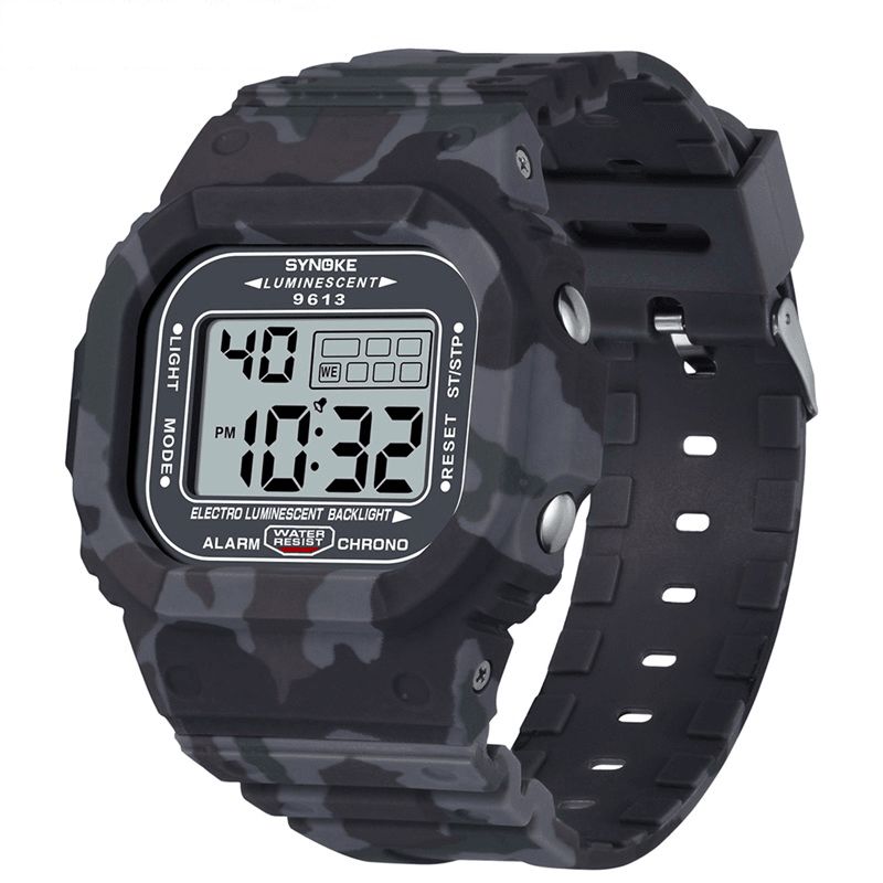 Synoke 9613 Outdoor Sport Herrklocka 3Atm Vattentät Lysande Display Digital Watch