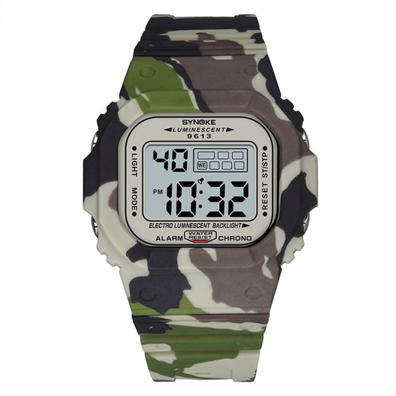 Synoke 9613 Outdoor Sport Herrklocka 3Atm Vattentät Lysande Display Digital Watch