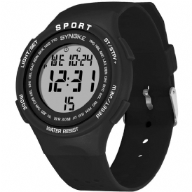 Synoke 9616 El Display Silikonrem Sportklocka 3Atm Vattentät Alarm Student Digital Watch